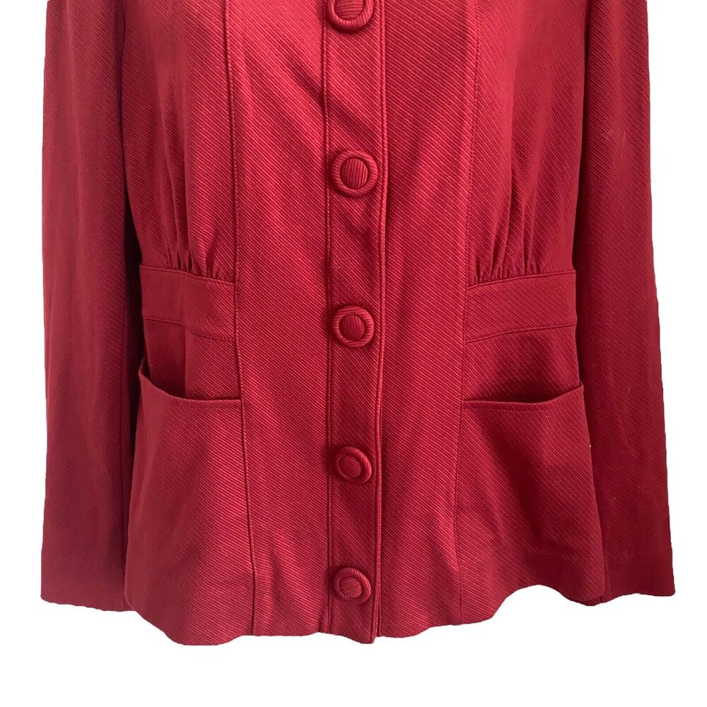 Cabi Small Jacket Snap Button Front Red Textured Collared Pockets - Picture 6 of 11